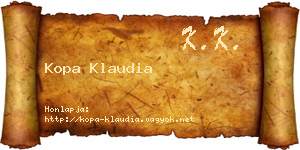 Kopa Klaudia névjegykártya